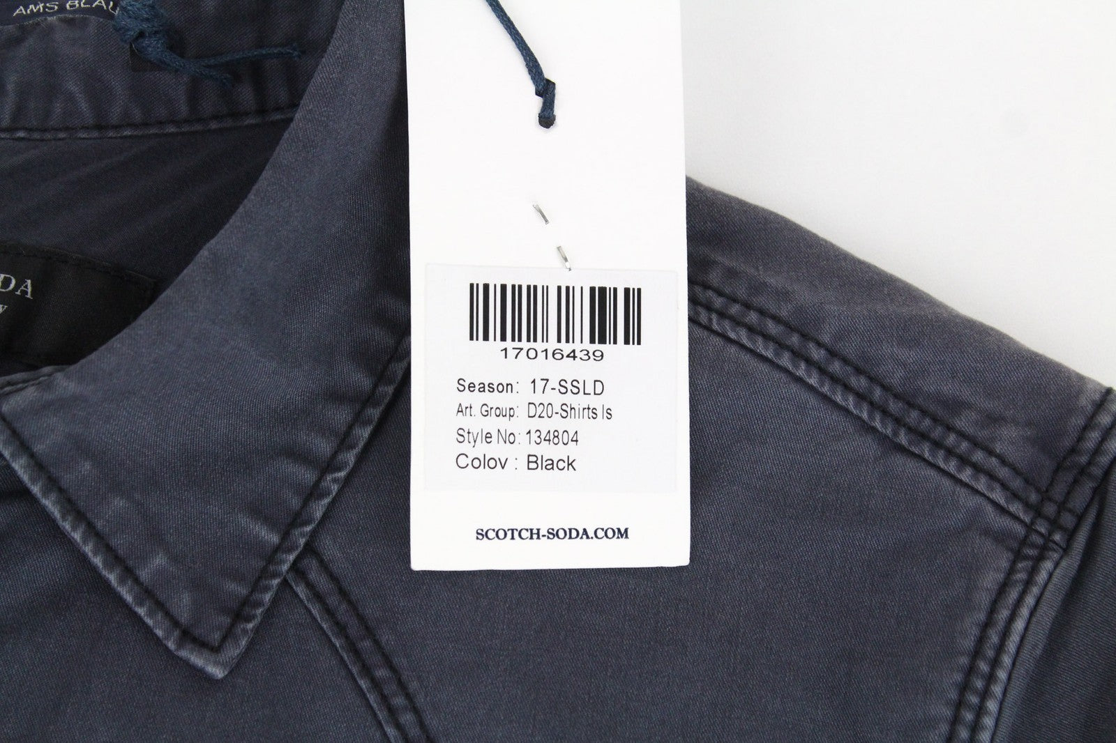 SCOTCH &amp; SODA vyriški marškinėliai ~S tamsiai pilki vakarietiško stiliaus ilgomis rankovėmis 