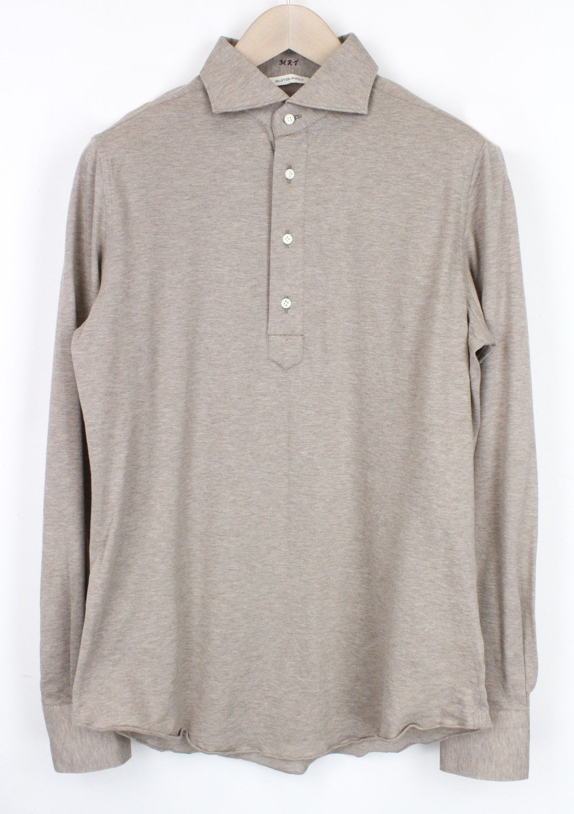 SUITSUPPLY vyriški ~S polo marškinėliai itin ploni rudi melanžiniai išmani medvilnė 