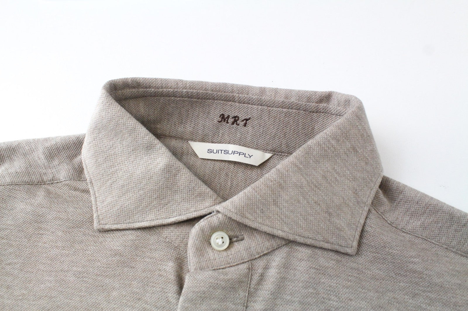 SUITSUPPLY vyriški ~S polo marškinėliai itin ploni rudi melanžiniai išmani medvilnė 