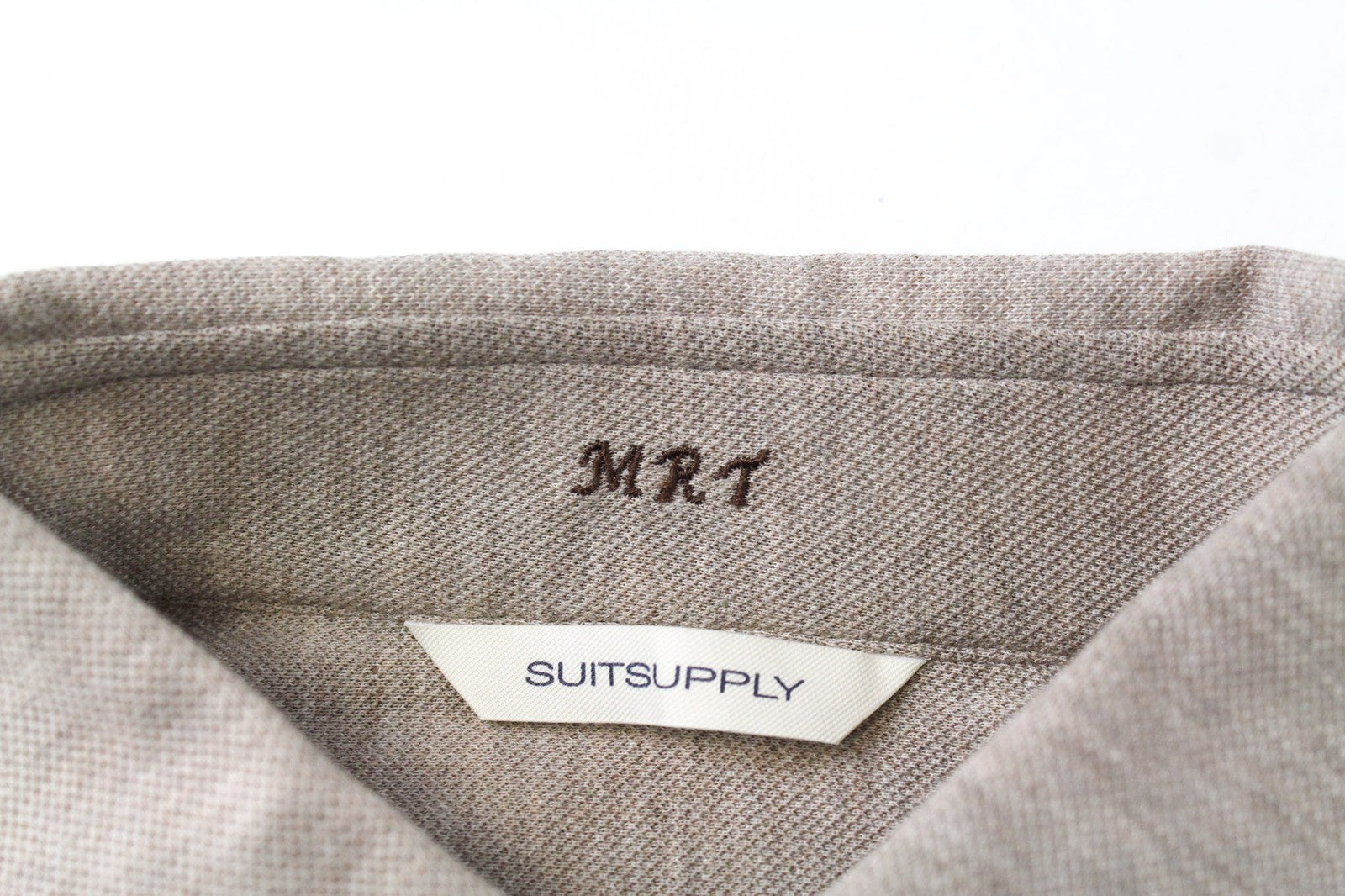 SUITSUPPLY vyriški ~S polo marškinėliai itin ploni rudi melanžiniai išmani medvilnė 