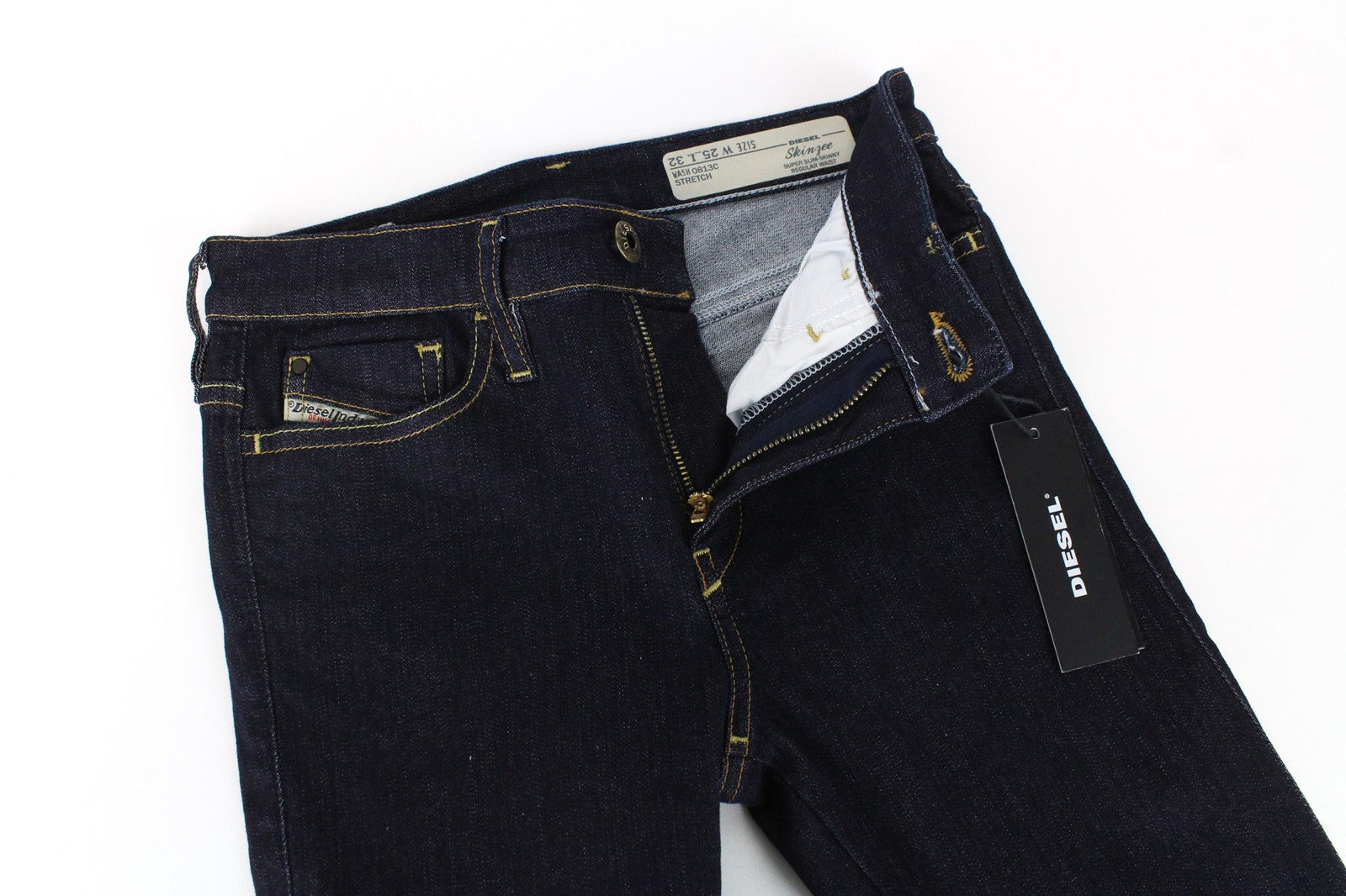 DIESEL Skinzee 0813C Women's W25/L32 Skinny Fit Mid Blue Stretch Jeans