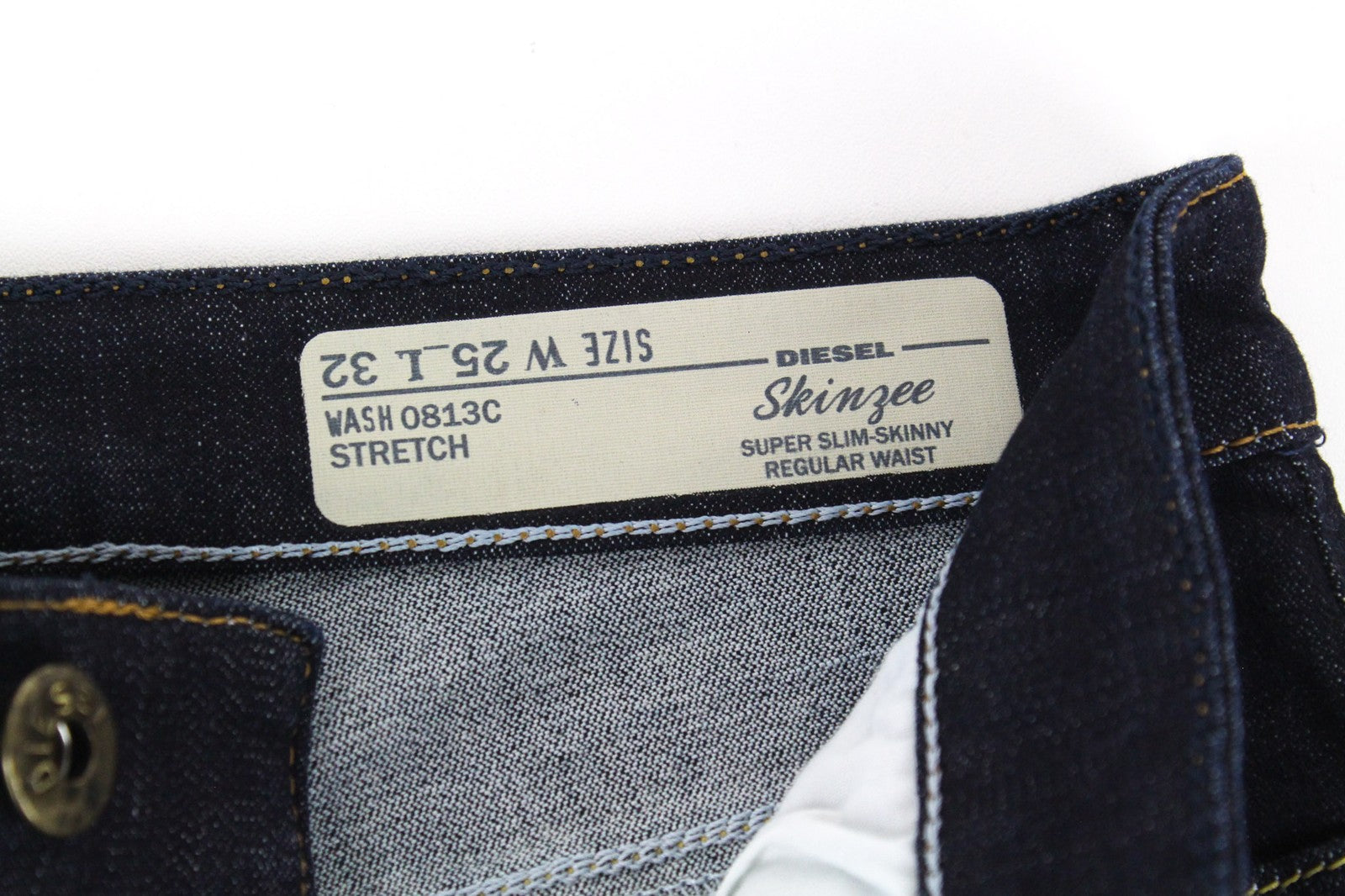 DIESEL Skinzee 0813C Women's W25/L32 Skinny Fit Mid Blue Stretch Jeans