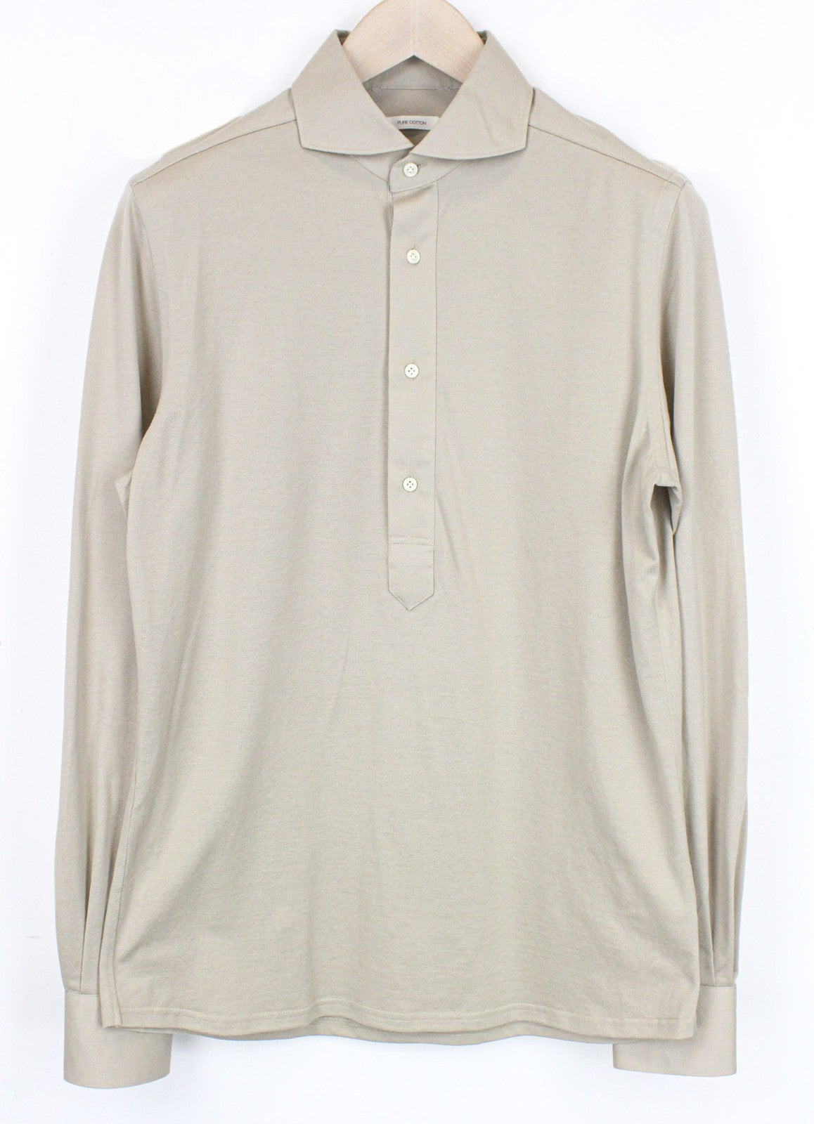 SUITSUPPLY vyriški iškirpti marškinėliai 39/15.5-40/15.75 smėlio spalvos, ploni medvilniniai polo marškinėliai 