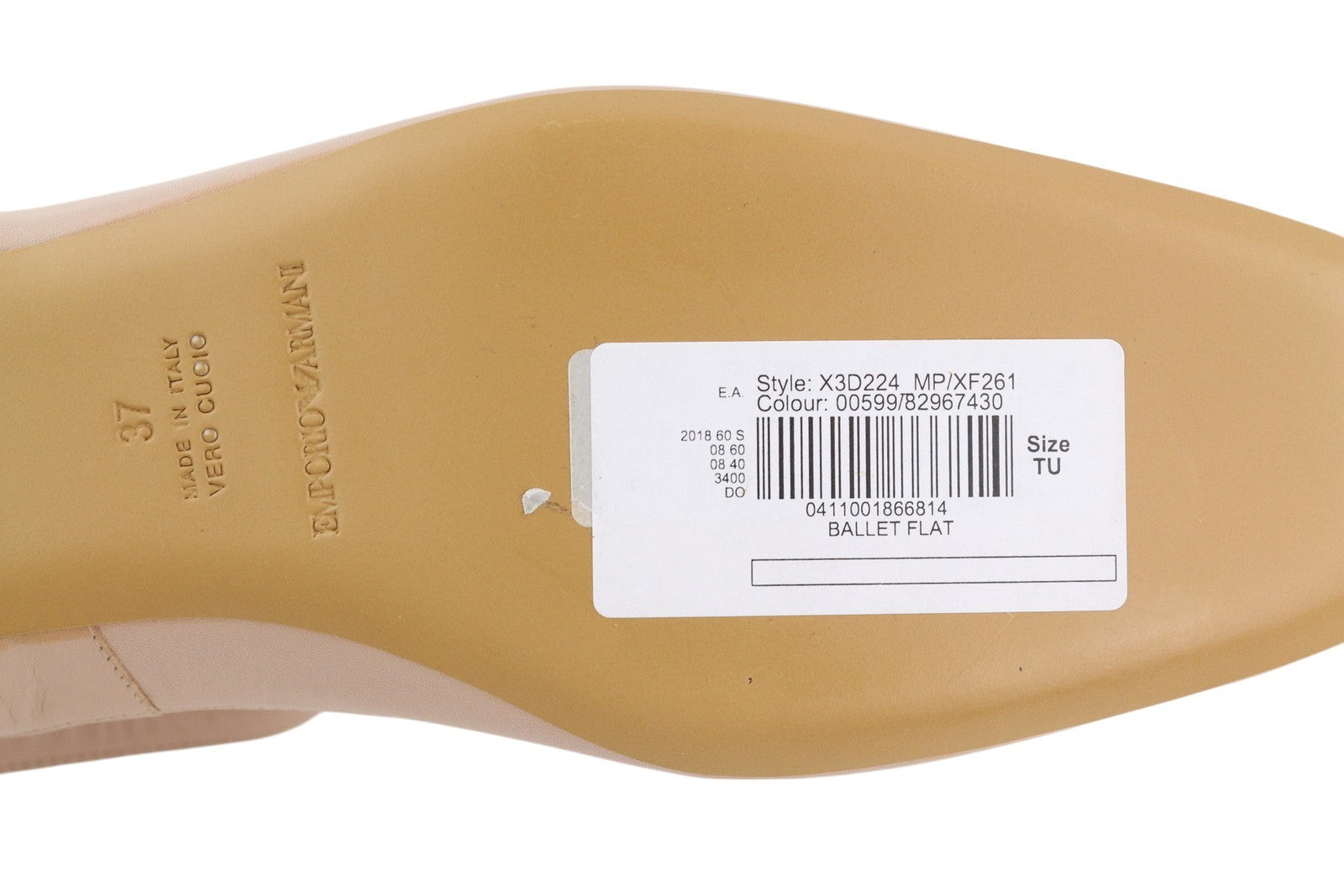 EMPORIO ARMANI X3D224 moteriški bateliai su plokščiapadžiais bateliais, 37 dydis, šviesiai rožiniai, kvadratinės nosies, laisvalaikio stiliaus. 