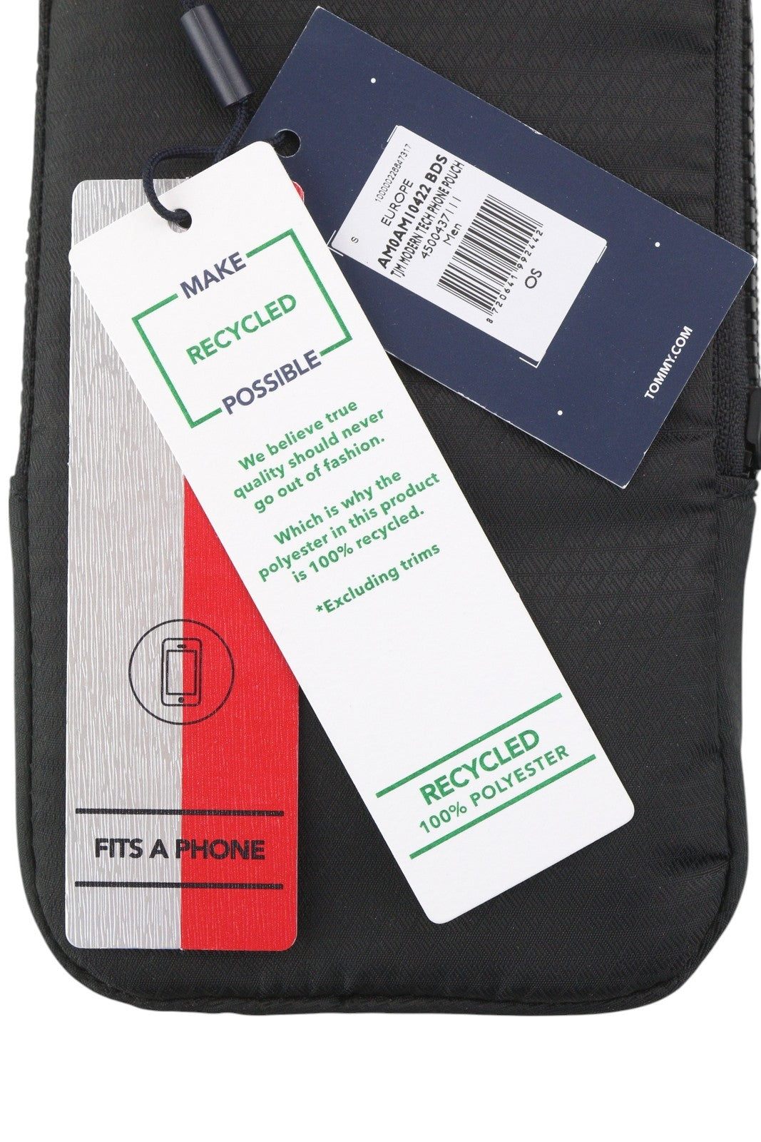 TOMMY HILFIGER „Modern Tech“ telefono dėklas vyrams, juodas, užtrauktuku ir raišteliu, unisex