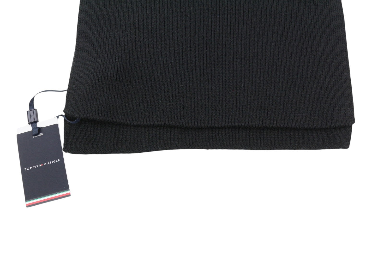 TOMMY HILFIGER Horizon plokščia megzto vyriško šaliko OS juodas siuvinėtas logotipas unisex 