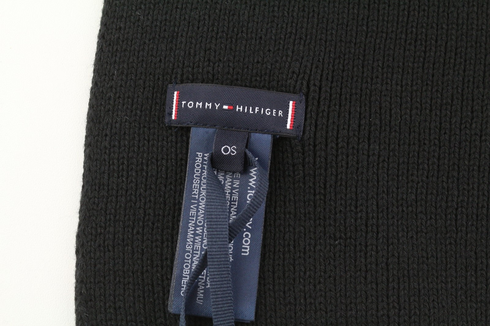 TOMMY HILFIGER Horizon plokščia megzto vyriško šaliko OS juodas siuvinėtas logotipas unisex 