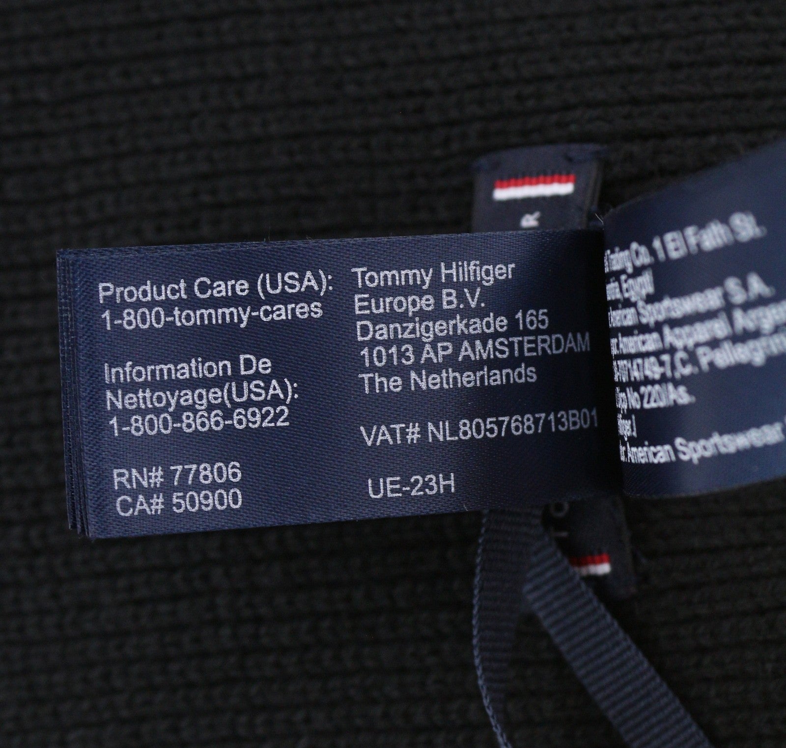 TOMMY HILFIGER Horizon plokščia megzto vyriško šaliko OS juodas siuvinėtas logotipas unisex 