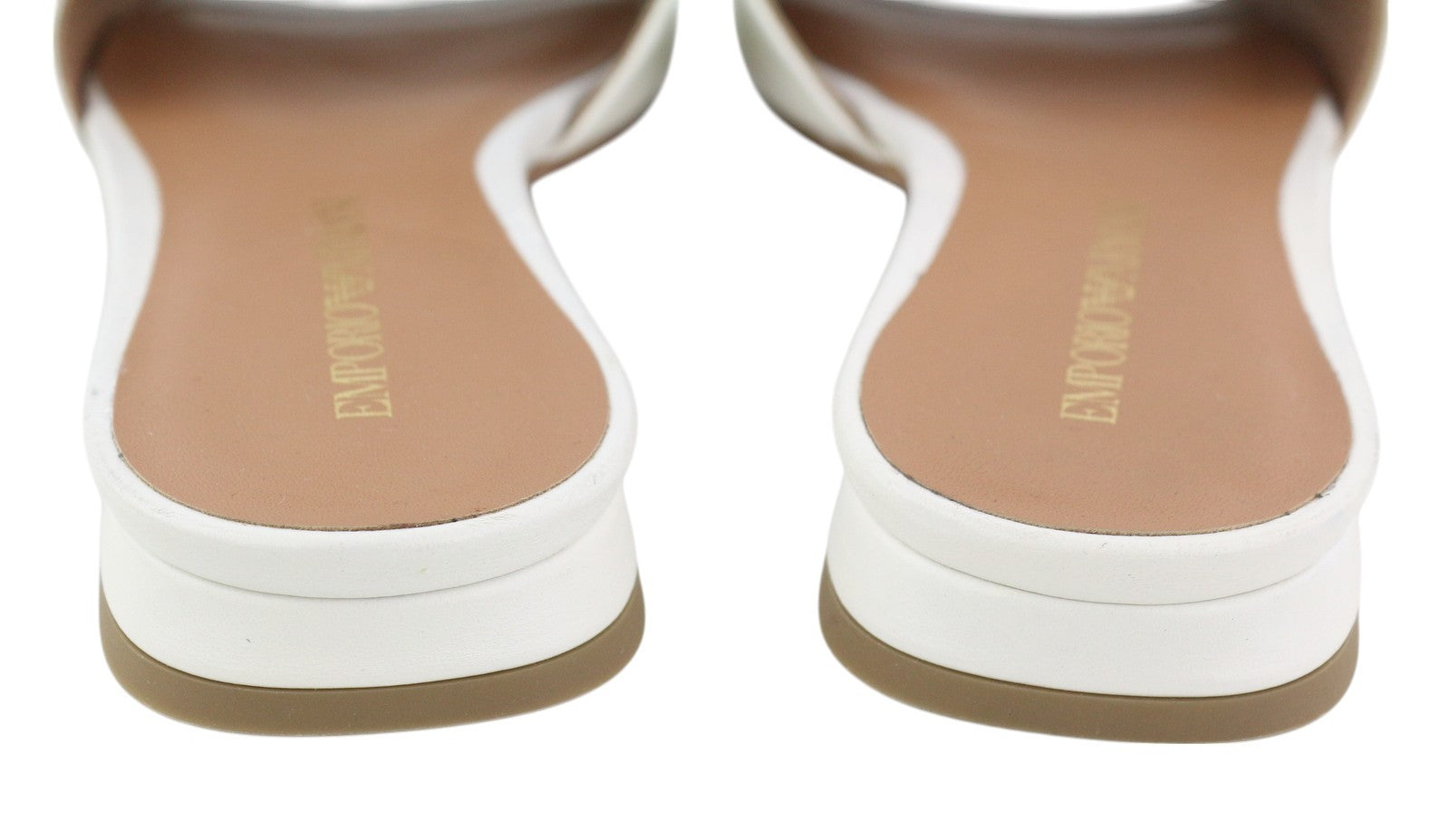 EMPORIO ARMANI moteriški bateliai su auliuku, 37 dydis, baltos odos, blizgantys kristalai, atvira nosimi. 