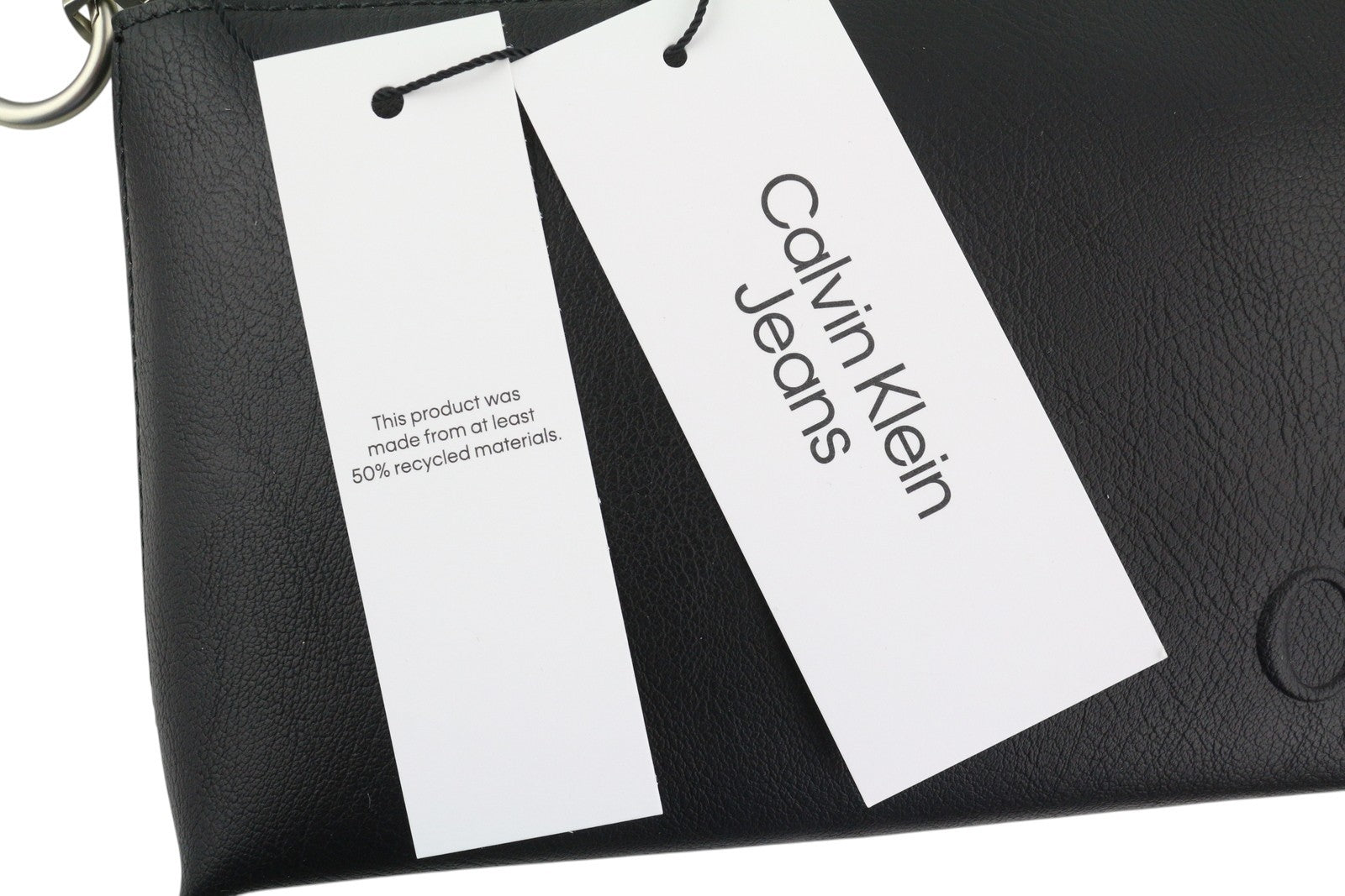 CALVIN KLEIN Make-Up + D-Ring Keyfob vyriška rankinė su juoda ir dengta logotipu, unisex RRP89 