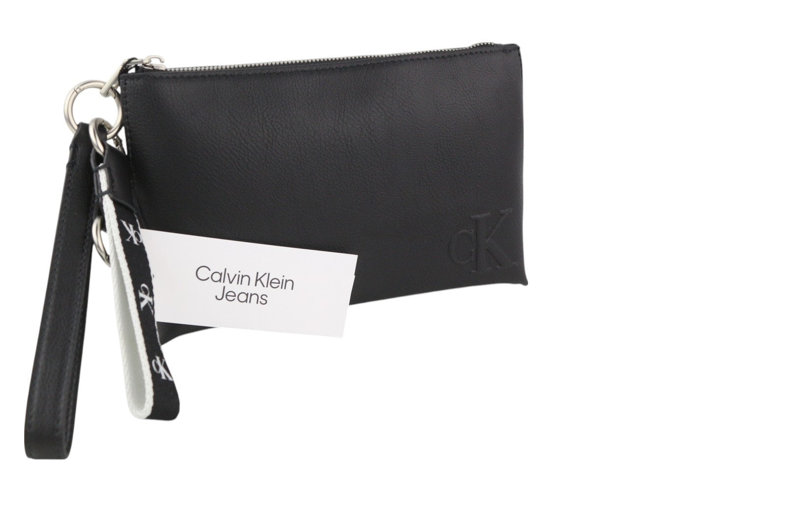 CALVIN KLEIN Make-Up + D-Ring Keyfob vyriška rankinė su juoda ir dengta logotipu, unisex RRP89 