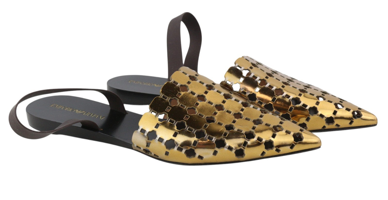 EMPORIO ARMANI X3D255 moteriški bateliai su blizgia auksine nosele, EU37, laisvalaikio stiliaus. 