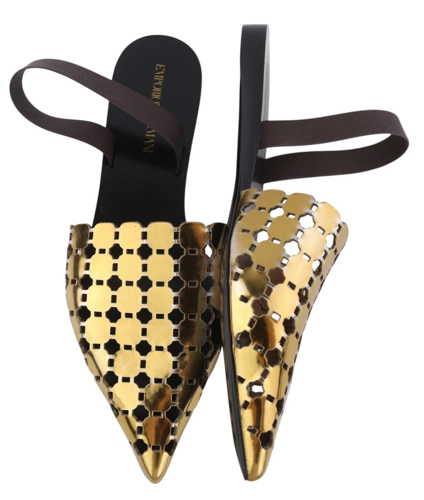 EMPORIO ARMANI X3D255 moteriški bateliai su blizgia auksine nosele, EU37, laisvalaikio stiliaus. 