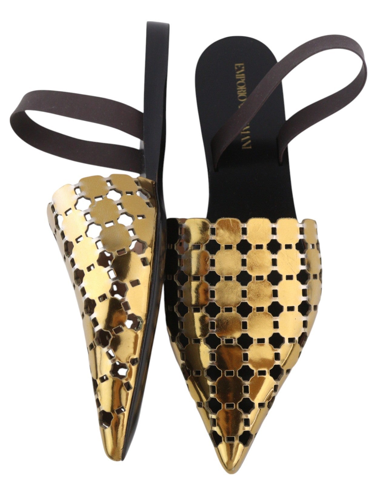 EMPORIO ARMANI X3D255 moteriški bateliai su blizgia auksine nosele, EU37, laisvalaikio stiliaus. 