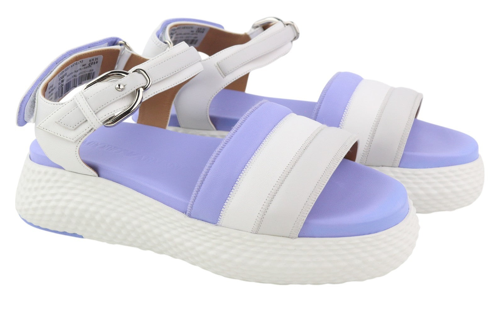 EMPORIO ARMANI X3U095 moteriškos basutės, 37 dydžio, violetinės, atvira nosimi, platforma, padas, rekomenduojama kaina – 329 € 