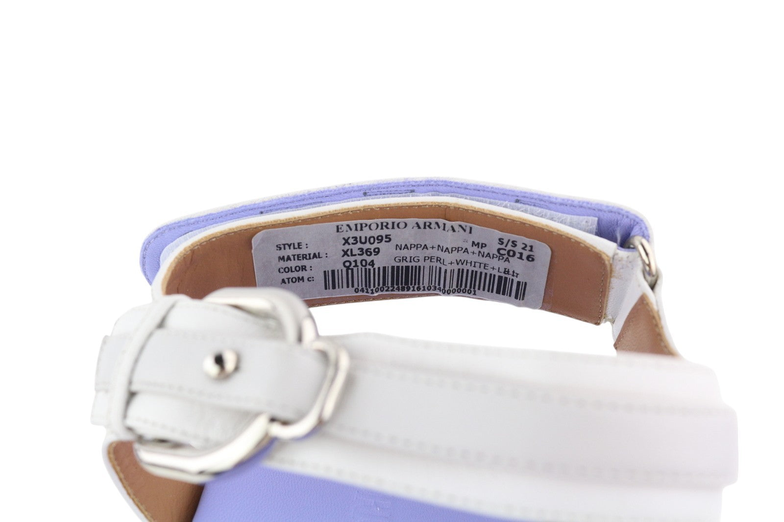 EMPORIO ARMANI X3U095 moteriškos basutės, 37 dydžio, violetinės, atvira nosimi, platforma, padas, rekomenduojama kaina – 329 € 