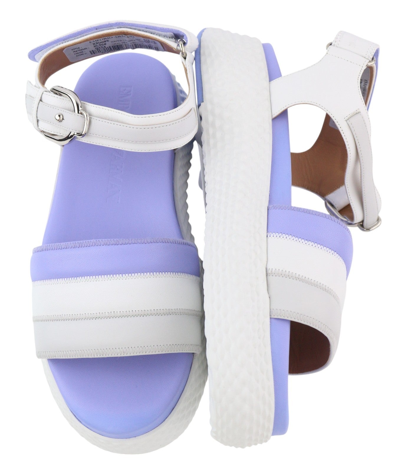 EMPORIO ARMANI X3U095 moteriškos basutės, 37 dydžio, violetinės, atvira nosimi, platforma, padas, rekomenduojama kaina – 329 € 