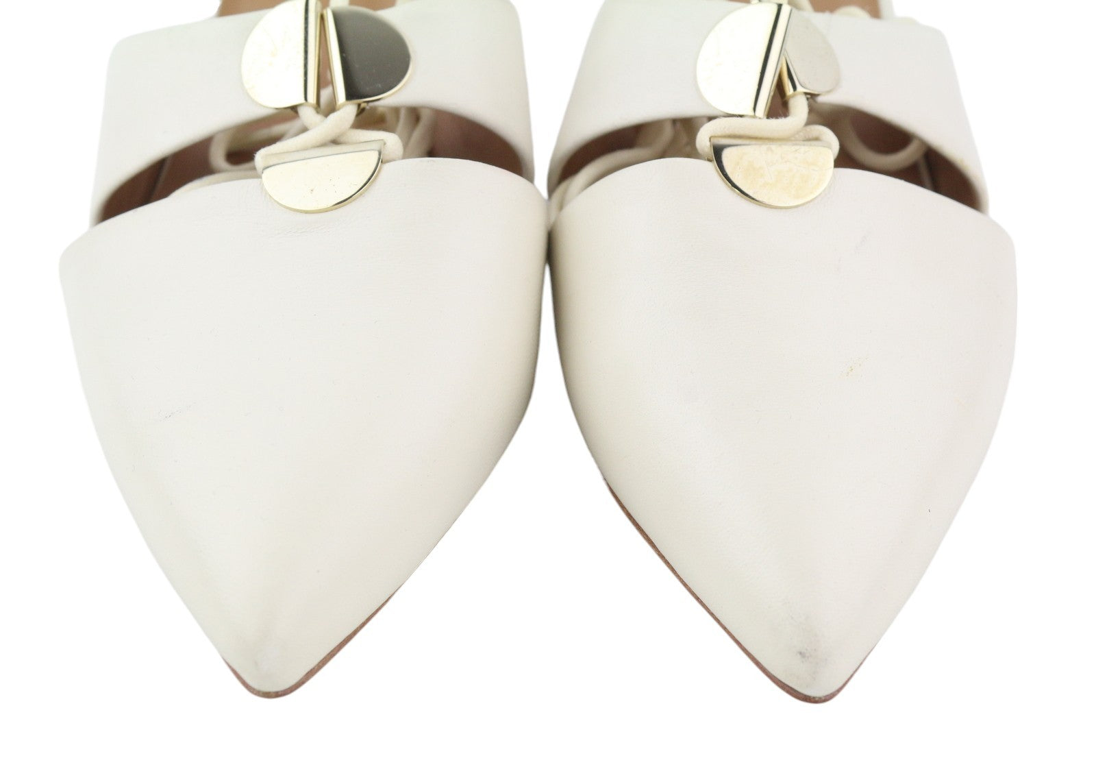 EMPORIO ARMANI moteriški aukštakulniai, 37 EU, balti, odiniai, su raišteliais, smaili nosis, laisvalaikio stiliaus. 