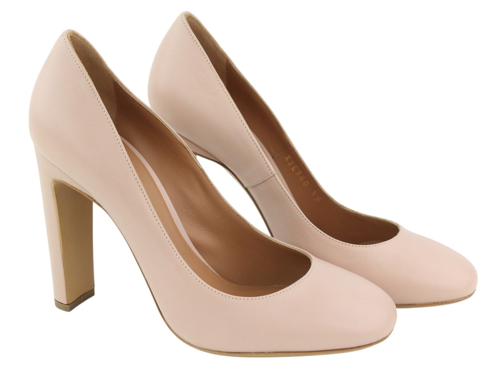 EMPORIO ARMANI X3E340 moteriški aukštakulniai, rožinės spalvos, odiniai, kvadratinės nosies, įmaunami. 