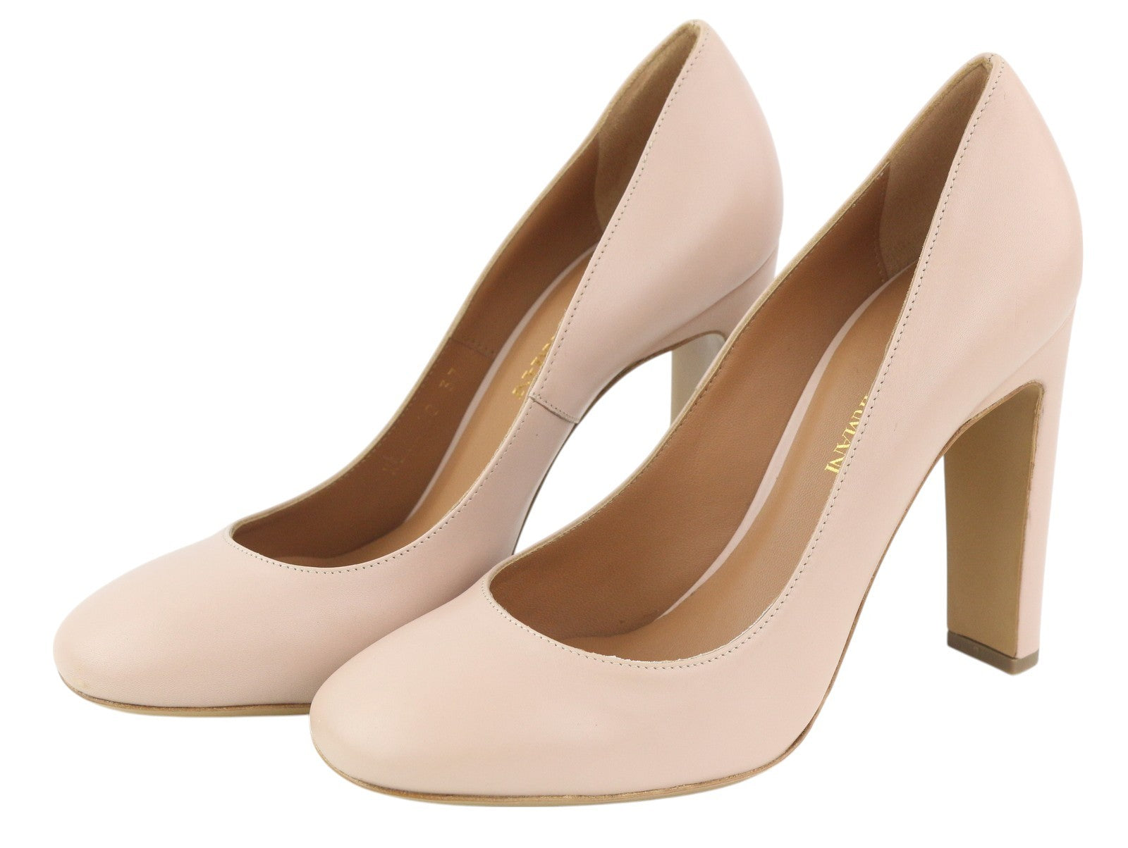 EMPORIO ARMANI X3E340 moteriški aukštakulniai, rožinės spalvos, odiniai, kvadratinės nosies, įmaunami. 