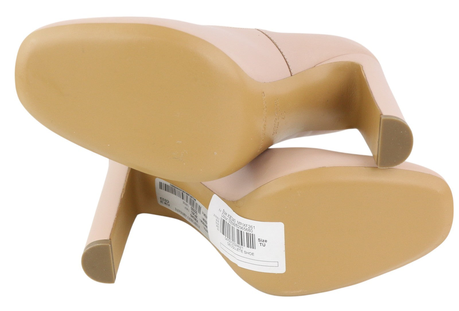 EMPORIO ARMANI X3E340 moteriški aukštakulniai, rožinės spalvos, odiniai, kvadratinės nosies, įmaunami. 