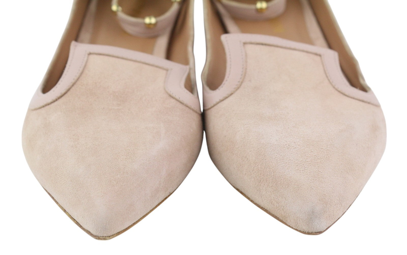 EMPORIO ARMANI X3D225 moteriški bateliai su zomša ir odiniais padais, rožinės spalvos, su smailiomis nosimis. 