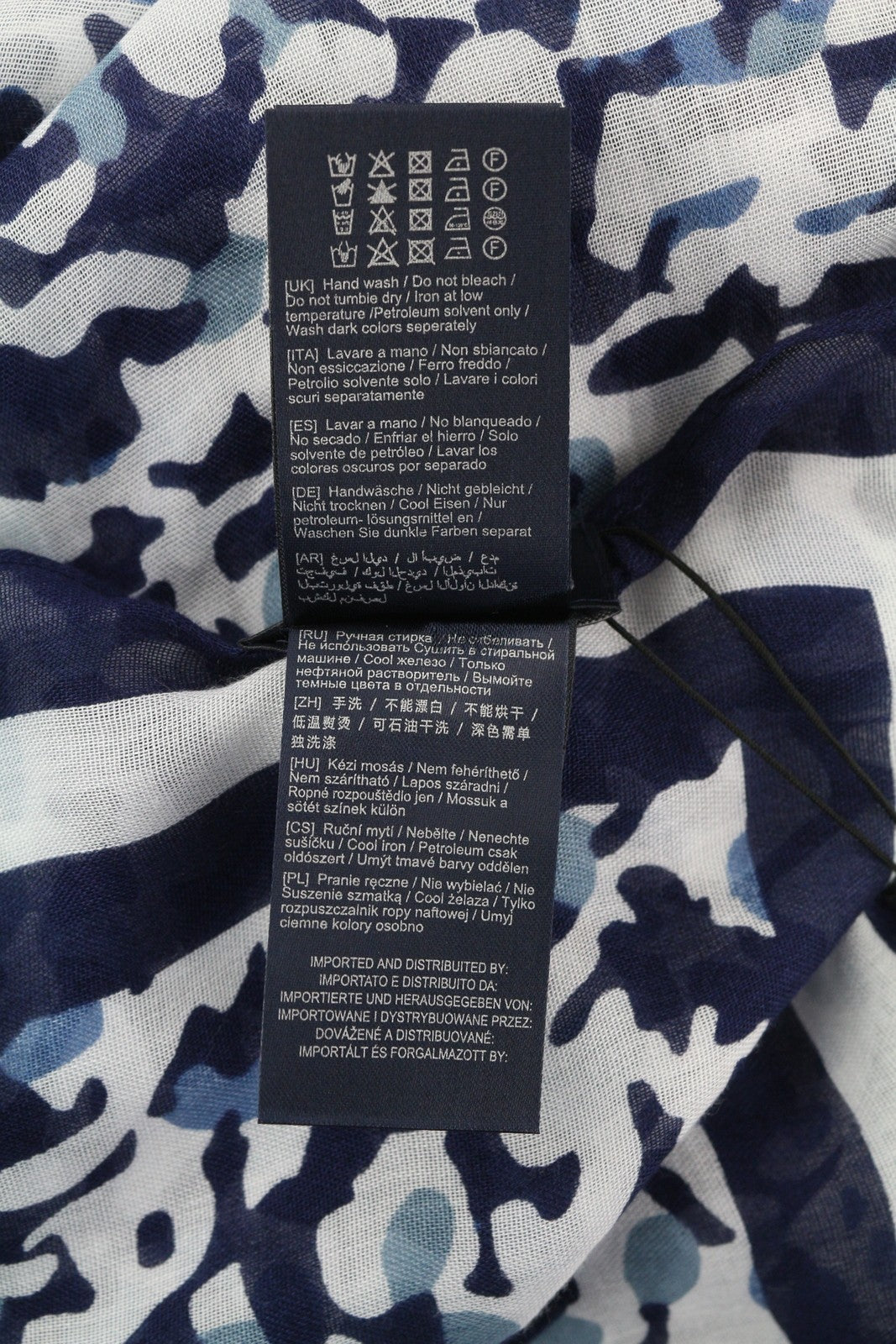 ANTONY MORATO moteriškas šalikas OS mėlyna balta raštuota apklotė laisvalaikio paplūdimio apranga