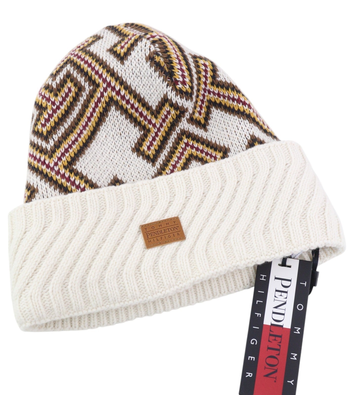 TOMMY HILFIGER TH P Beanie moteriška kepurė OS Colourful Wool Blend Knit Pendleton 