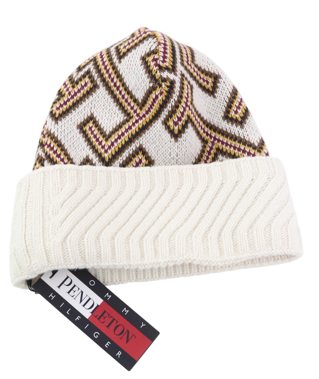 TOMMY HILFIGER TH P Beanie moteriška kepurė OS Colourful Wool Blend Knit Pendleton 