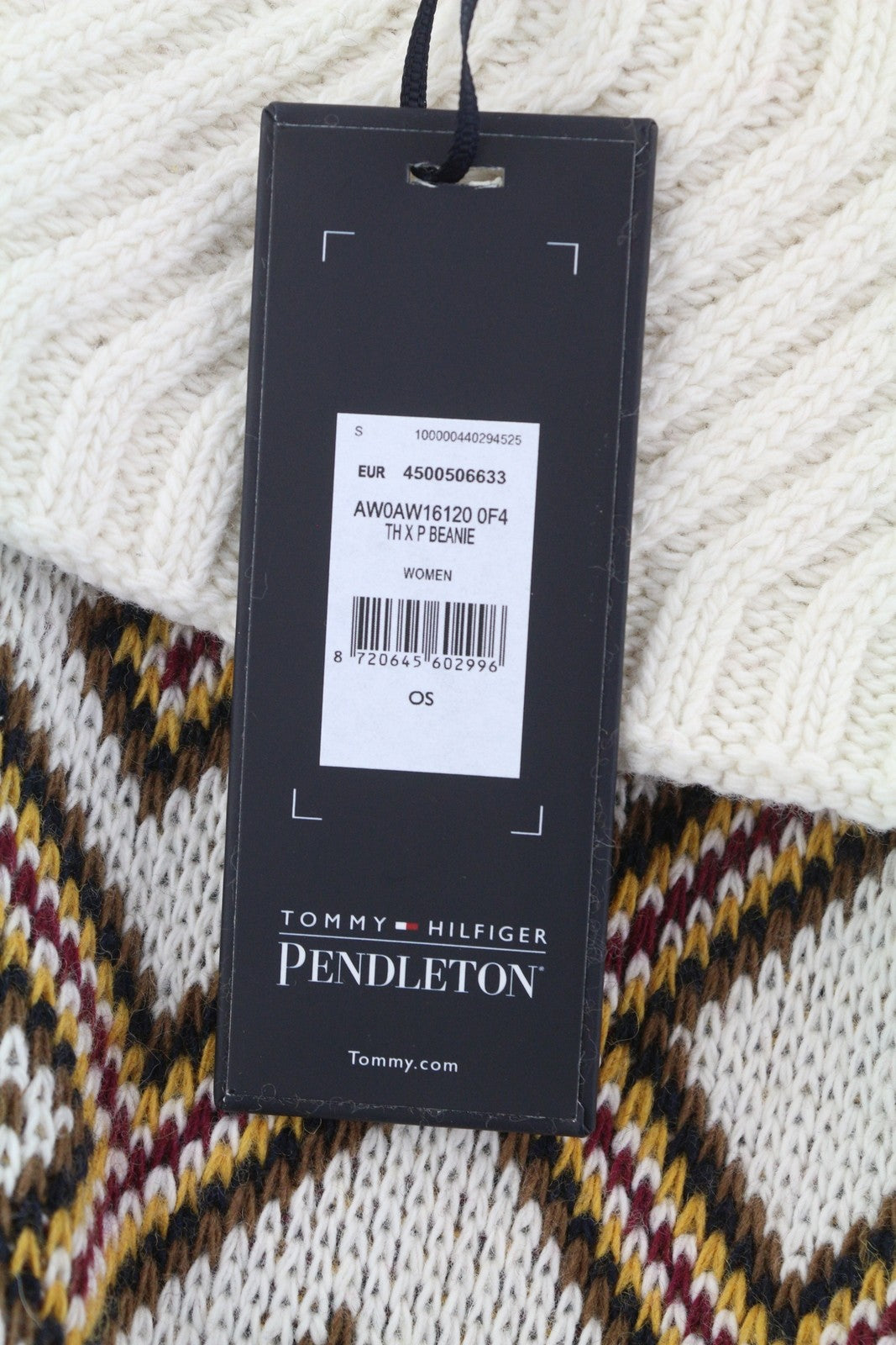 TOMMY HILFIGER TH P Beanie moteriška kepurė OS Colourful Wool Blend Knit Pendleton 