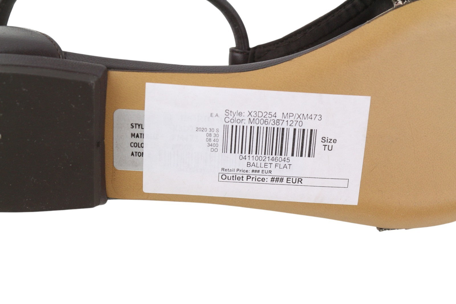 EMPORIO ARMANI X3D254 moteriški bateliai su blizgia nosimi, rudi, smailiomis nosimis, laisvalaikio bateliai su užtrauktuku 