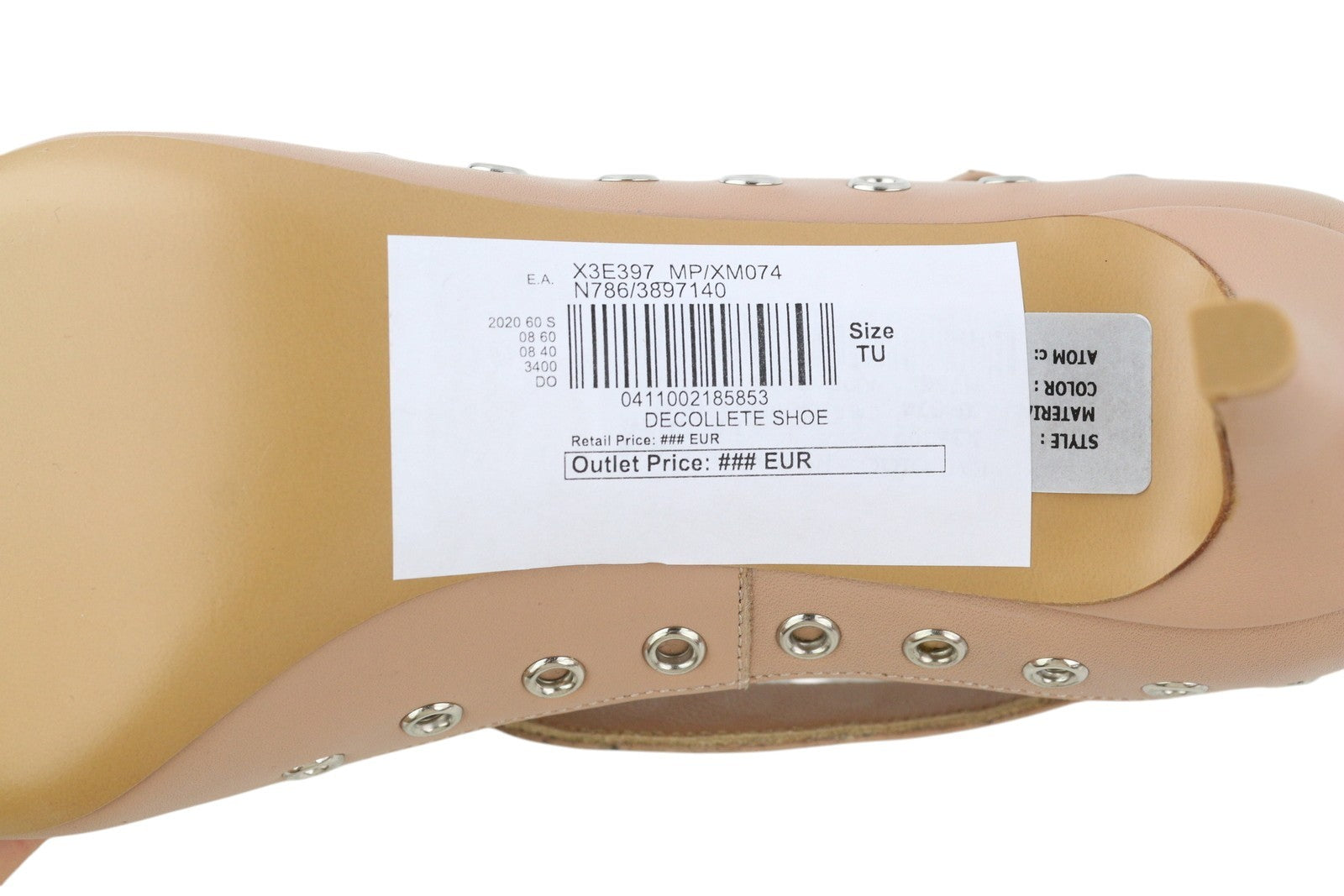 EMPORIO ARMANI X3E397 moteriški aukštakulniai, rožinės odos, metalinėmis detalėmis, smailiu nosimi. 