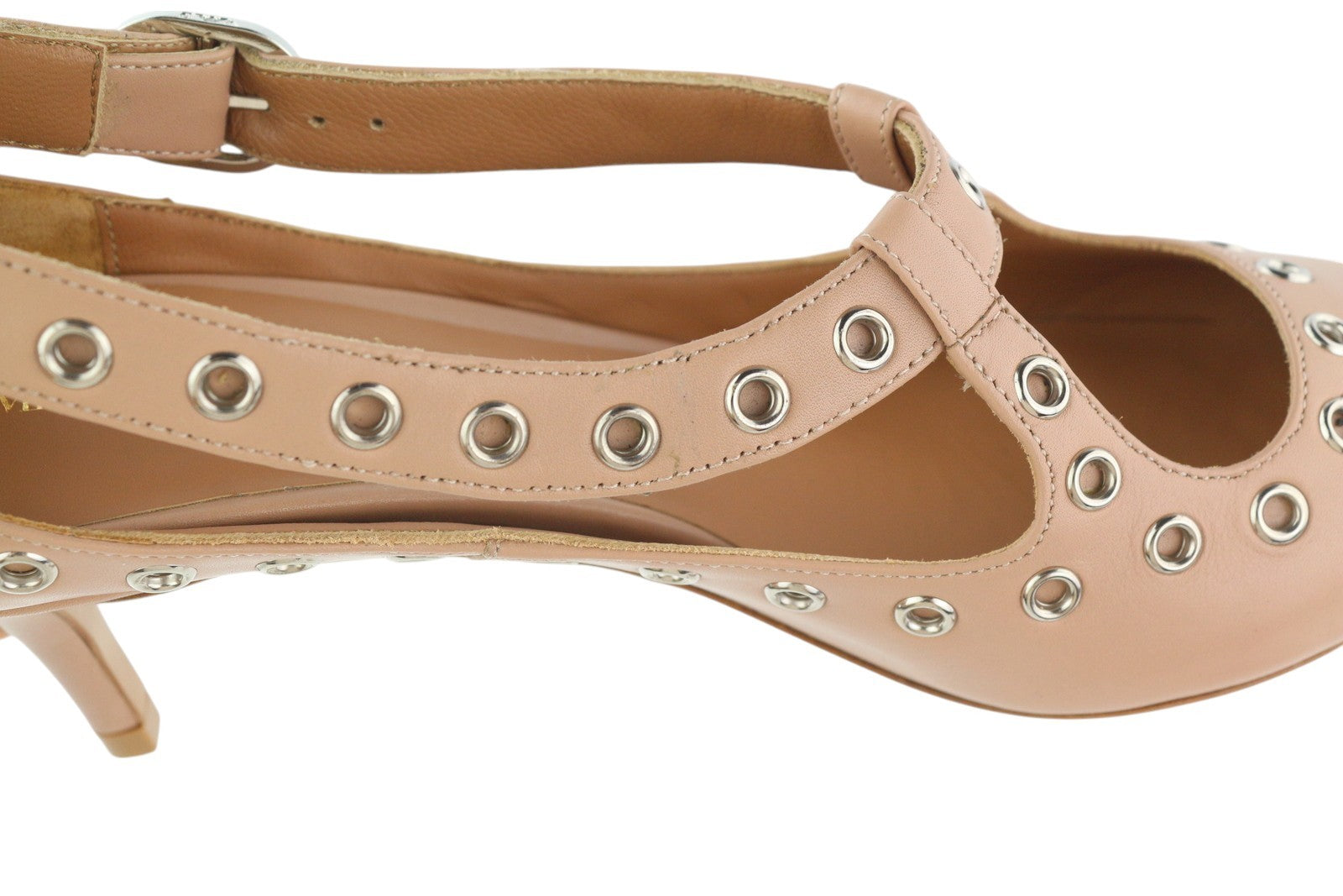 EMPORIO ARMANI X3E397 moteriški aukštakulniai, rožinės odos, metalinėmis detalėmis, smailiu nosimi. 