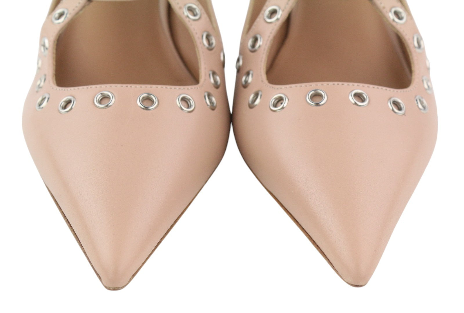 EMPORIO ARMANI X3E397 moteriški aukštakulniai, rožinės odos, metalinėmis detalėmis, smailiu nosimi. 