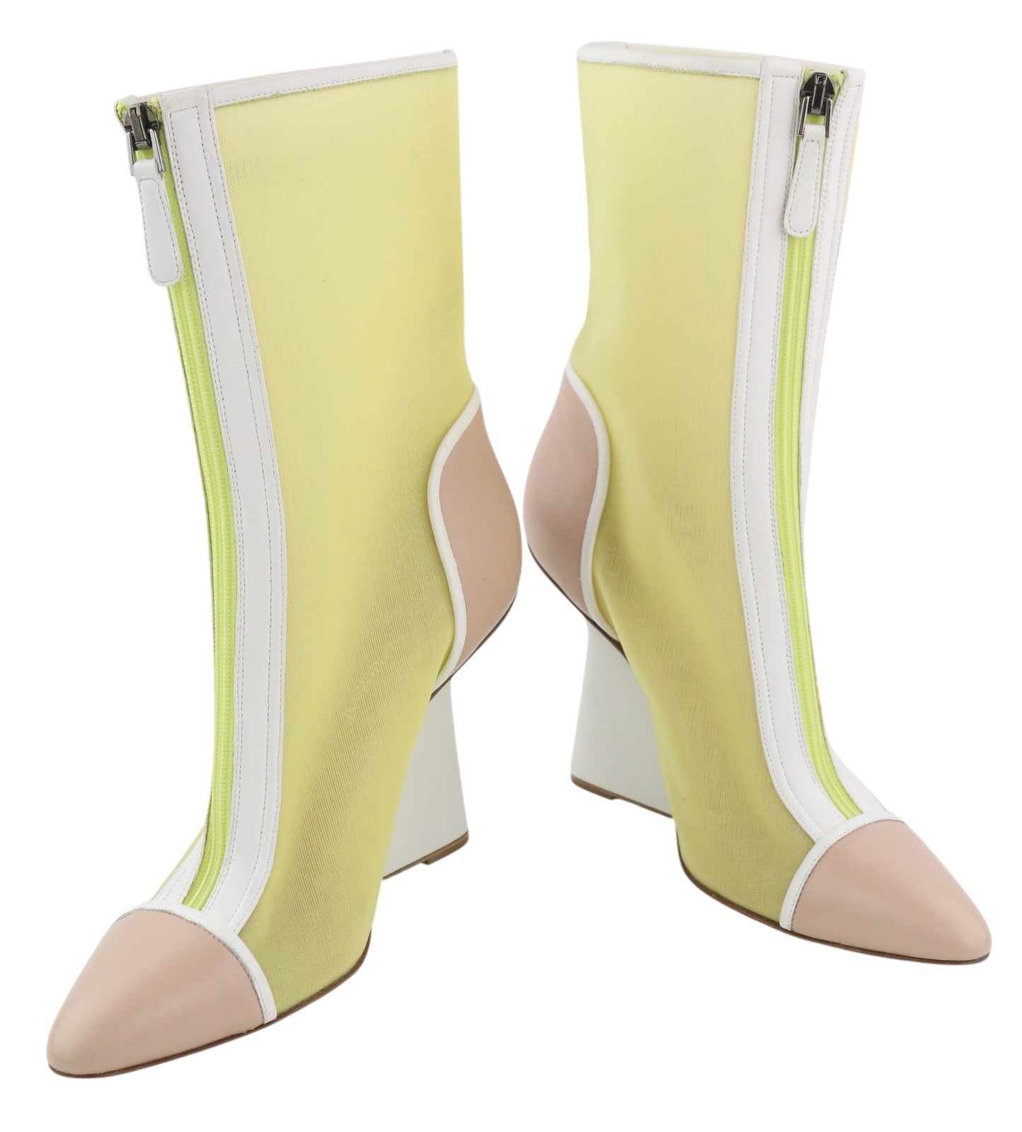 EMPORIO ARMANI X3M280 moteriški bateliai, EU37, odiniai, geltoni, tinklelio spalvos, smailiu nosimi, užtrauktuku. 