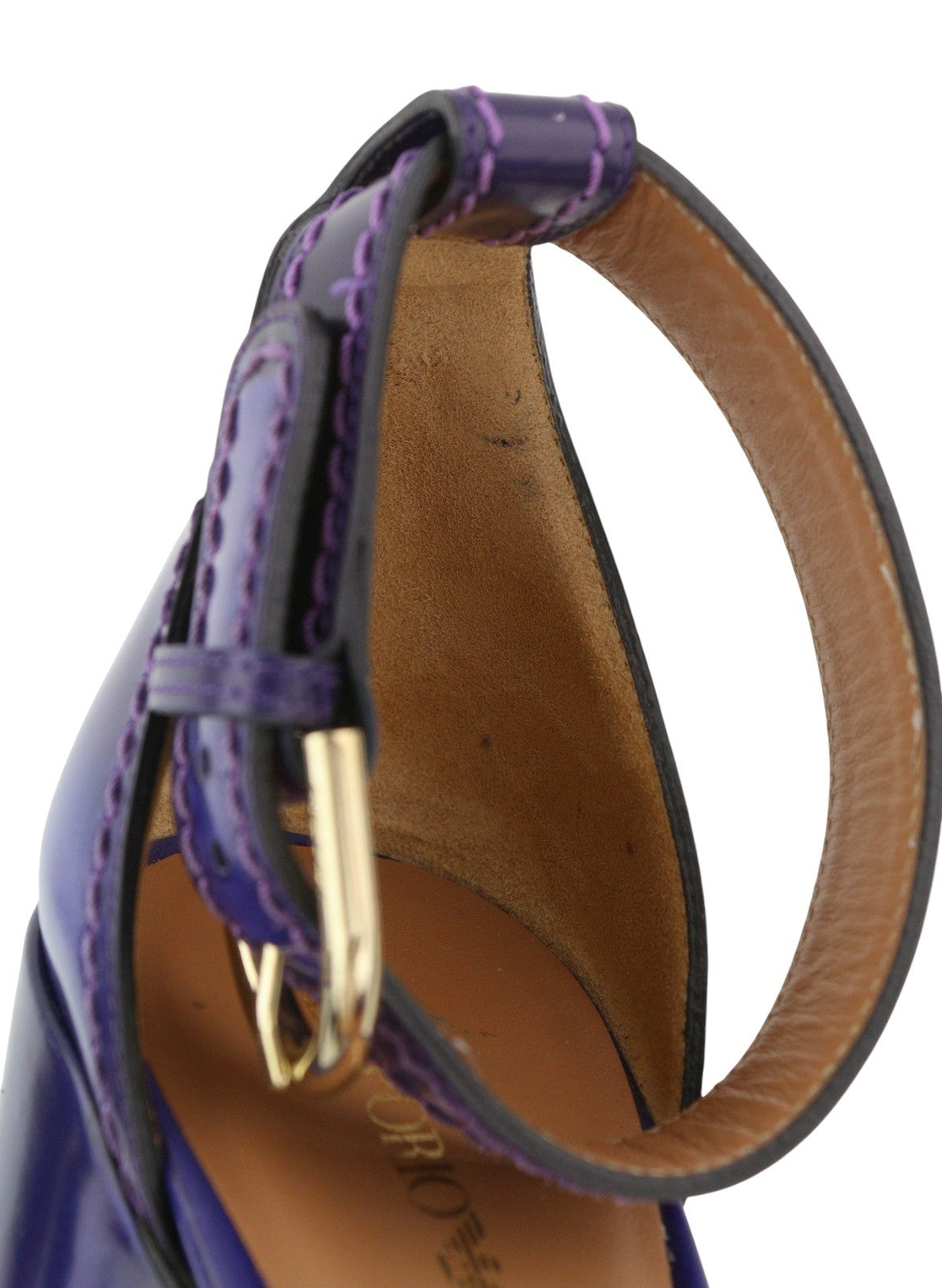 EMPORIO ARMANI moteriški aukštakulniai, 37 dydžio, violetinės odos blokiniai aukštakulniai atviromis nosimis 