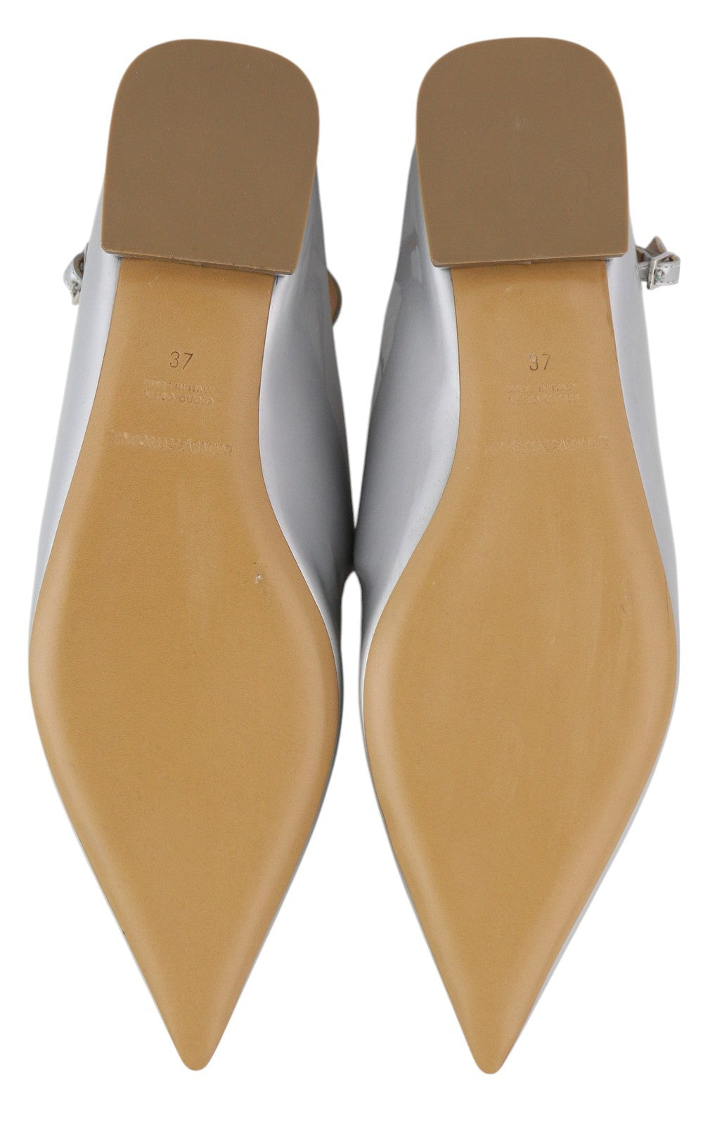 EMPORIO ARMANI X3D234 moteriški bateliai be kulno, 37 dydžio, sidabrinės spalvos, smailios nosies, sagtimi. 