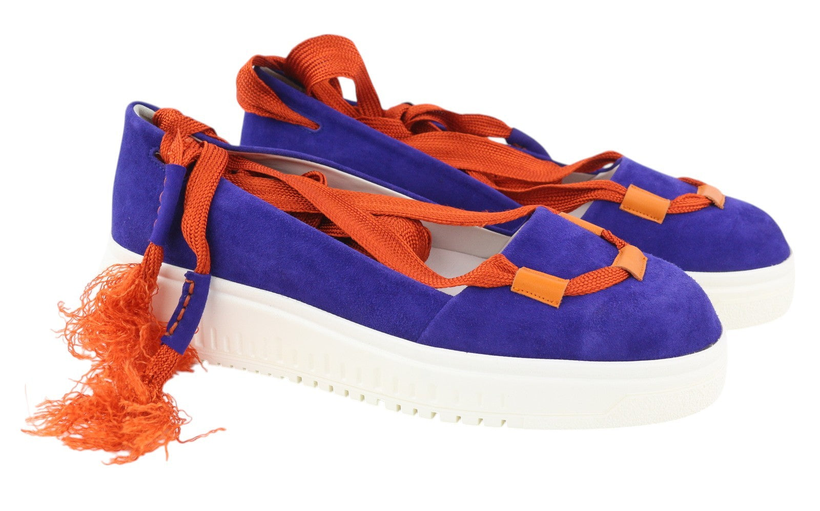 EMPORIO ARMANI X3X085 moteriški bateliai, 37 dydis, mėlyna zomša, odiniai, raišteliai, detalės, platforma. 