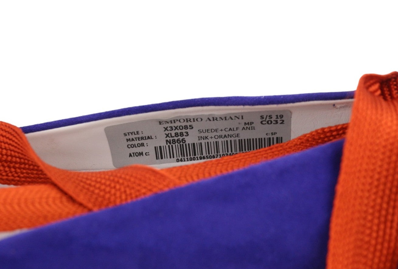 EMPORIO ARMANI X3X085 moteriški bateliai, 37 dydis, mėlyna zomša, odiniai, raišteliai, detalės, platforma. 