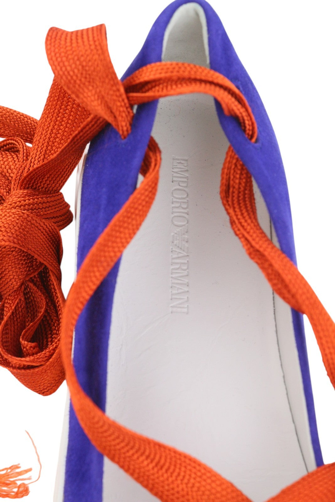 EMPORIO ARMANI X3X085 moteriški bateliai, 37 dydis, mėlyna zomša, odiniai, raišteliai, detalės, platforma. 