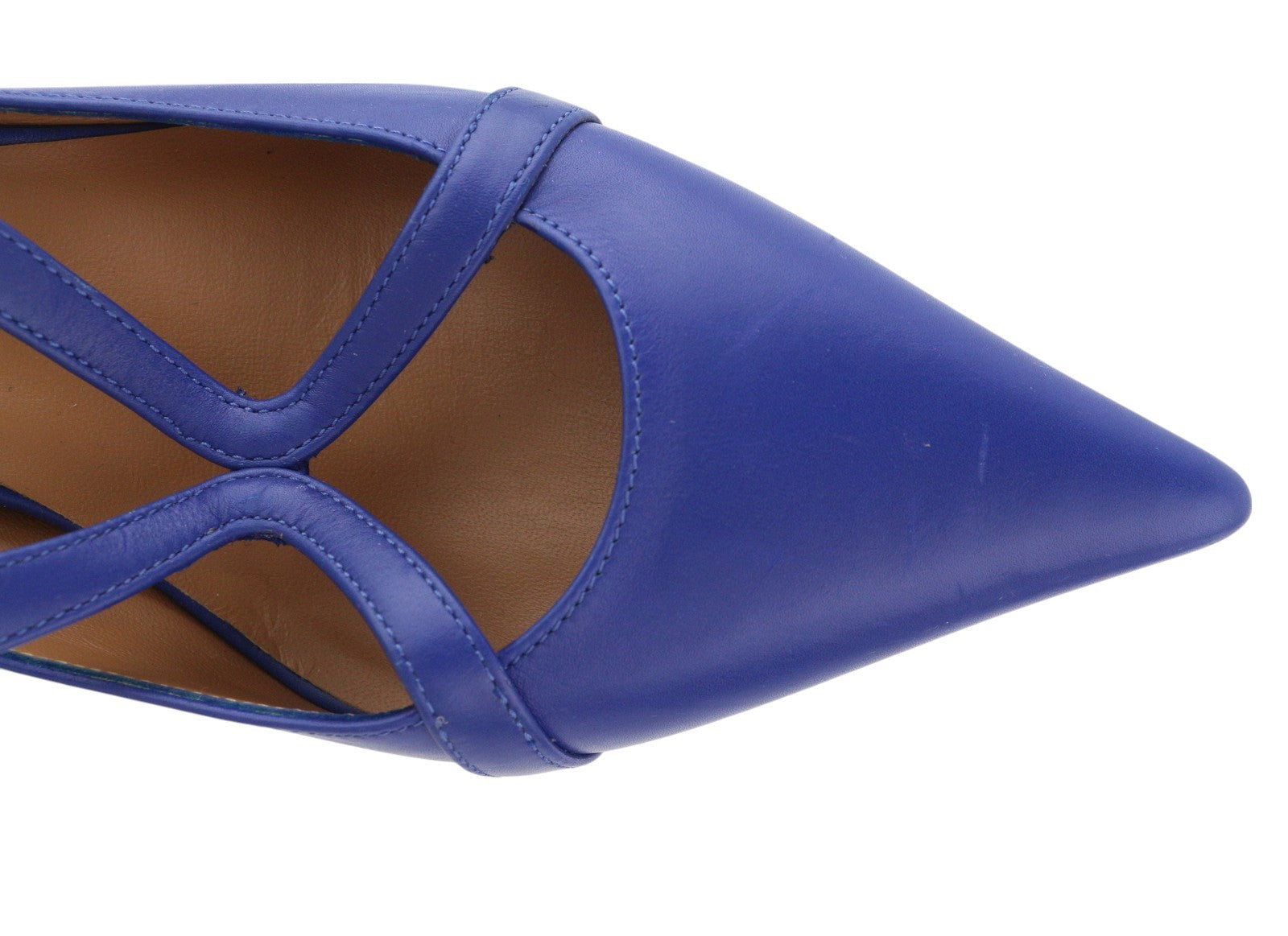 EMPORIO ARMANI X3E374 moteriški aukštakulniai, mėlyni, odiniai, smaili nosis, laisvalaikio stiliaus, su dirželiais. 