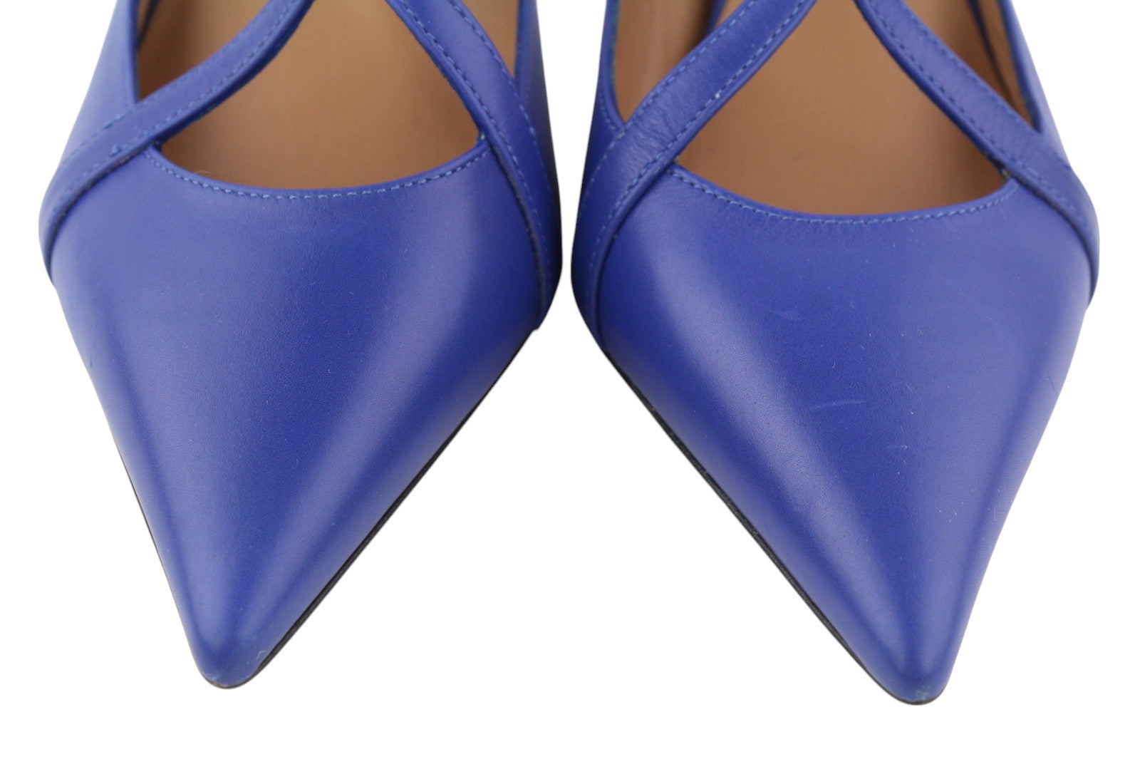 EMPORIO ARMANI X3E374 moteriški aukštakulniai, mėlyni, odiniai, smaili nosis, laisvalaikio stiliaus, su dirželiais. 