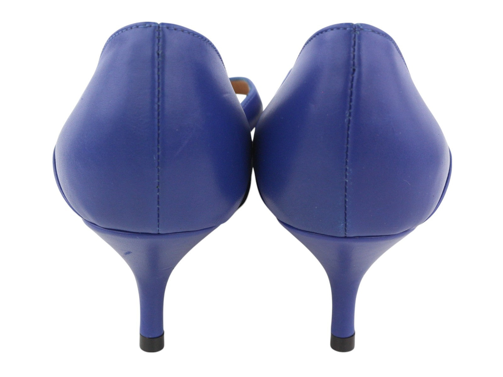 EMPORIO ARMANI X3E374 moteriški aukštakulniai, mėlyni, odiniai, smaili nosis, laisvalaikio stiliaus, su dirželiais. 