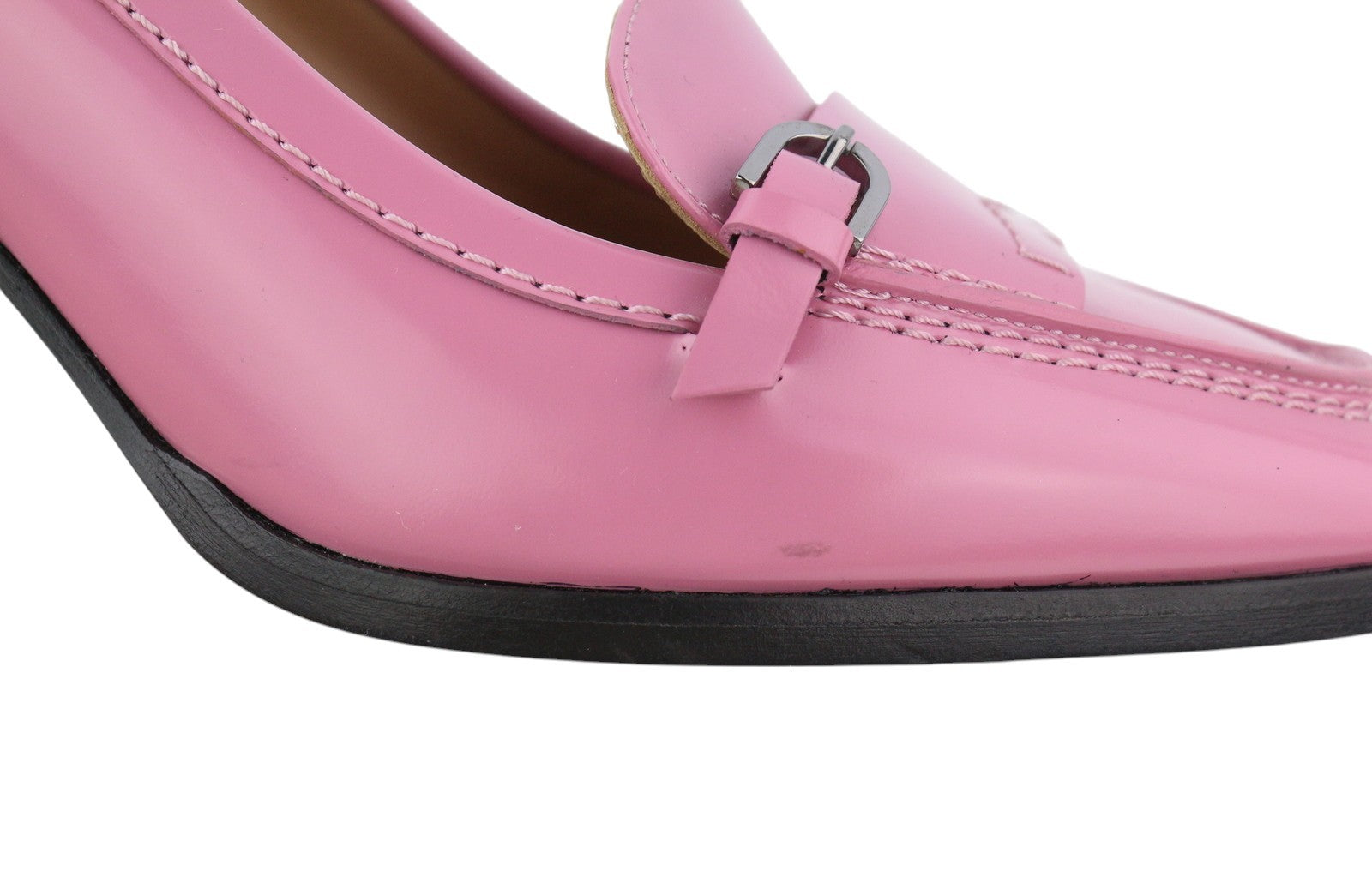 EMPORIO ARMANI moteriški aukštakulniai, 37 EU, rožiniai, odiniai, kvadratinės nosies, užsegami su logotipu, laisvalaikio stiliaus. 