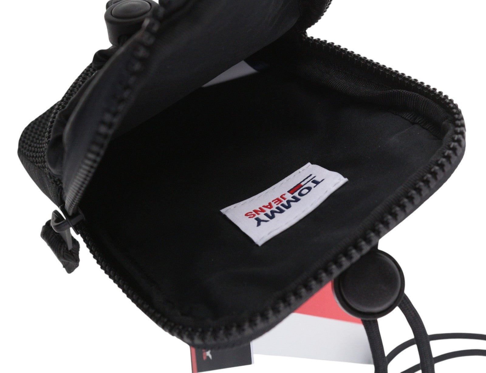 TOMMY HILFIGER „Modern Tech“ telefono dėklas vyrams, juodas, su užtrauktuku ir raišteliu, unisex 