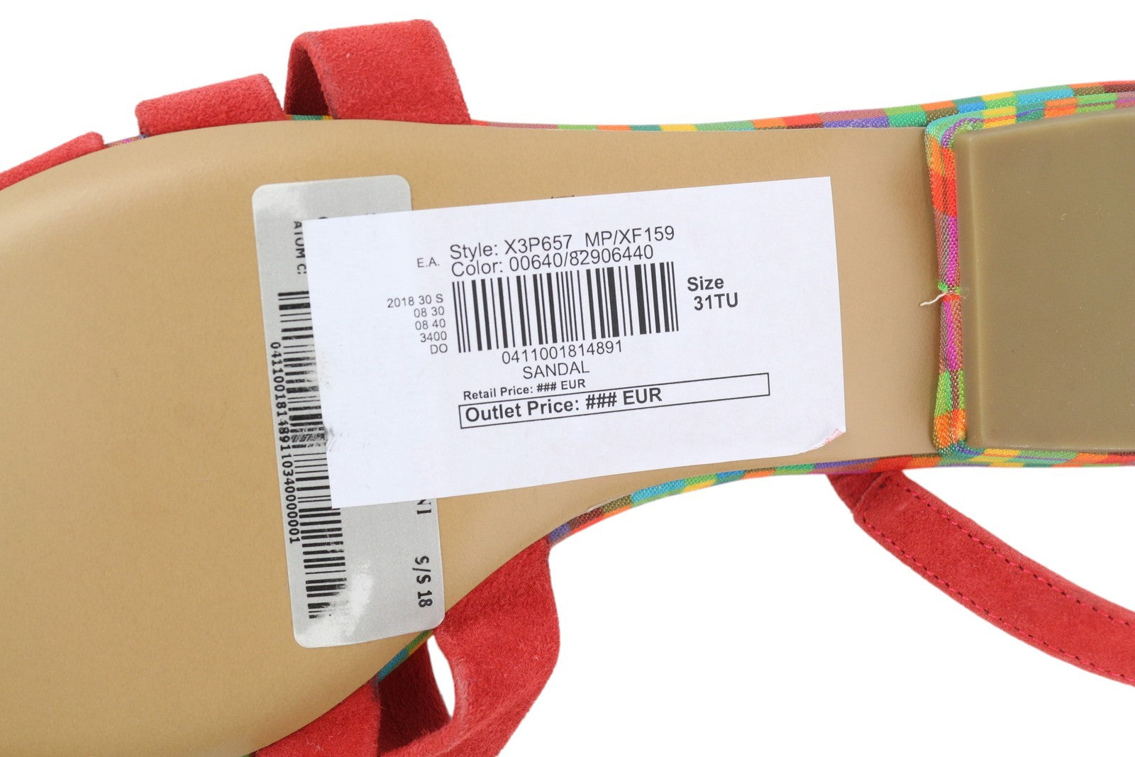 EMPORIO ARMANI X3P657 moteriškos basutės, 37 €, raudonos zomšos, odinės, atviros nosies, su logotipu, be kulno 