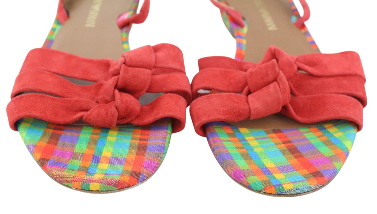 EMPORIO ARMANI X3P657 moteriškos basutės, 37 €, raudonos zomšos, odinės, atviros nosies, su logotipu, be kulno 