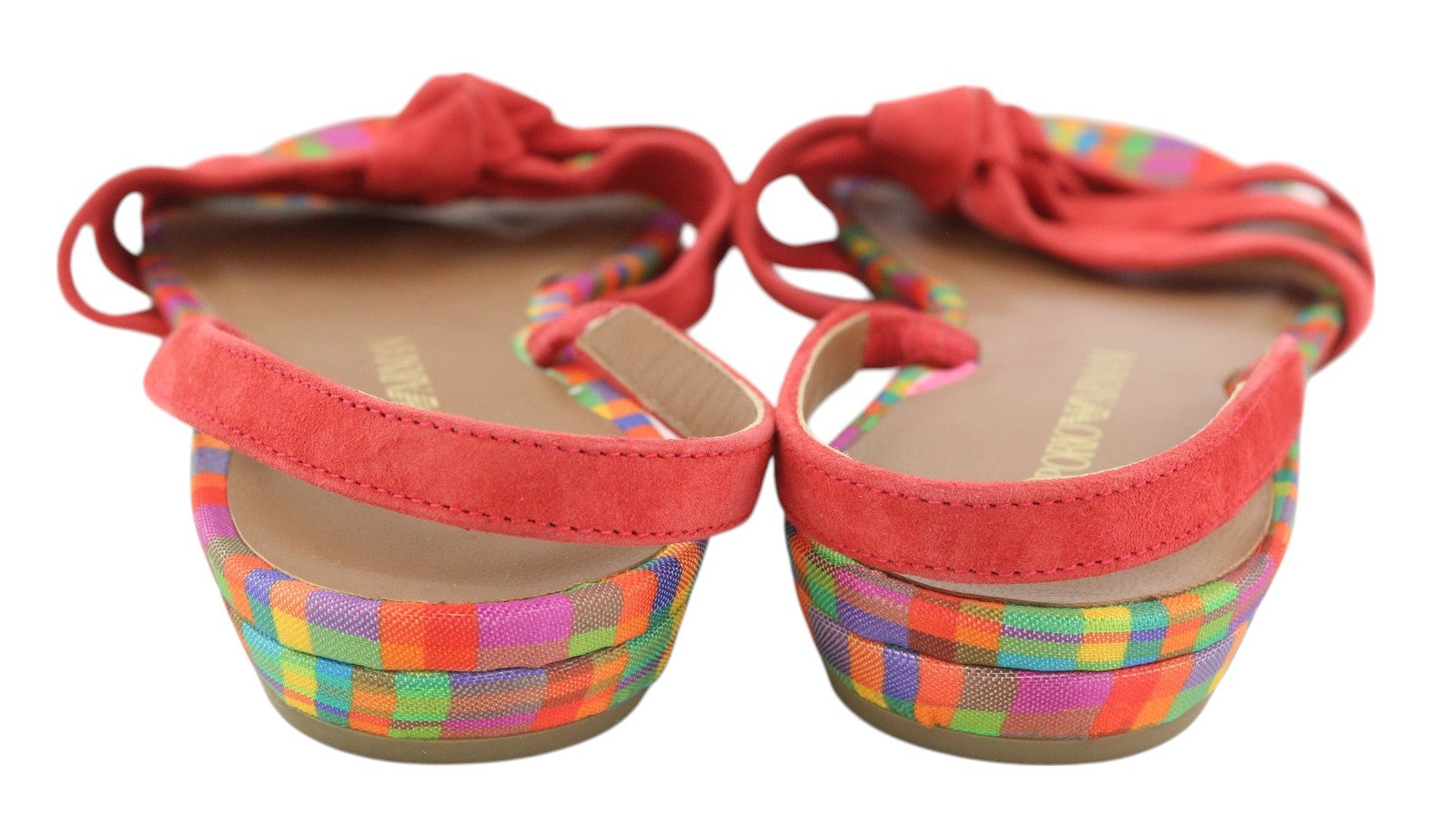 EMPORIO ARMANI X3P657 moteriškos basutės, 37 €, raudonos zomšos, odinės, atviros nosies, su logotipu, be kulno 