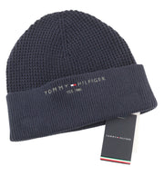 TOMMY HILFIGER TH Horizon Beanie vyriška kepurė OS tamsiai mėlyna medvilninė megztinė siuvinėta 
