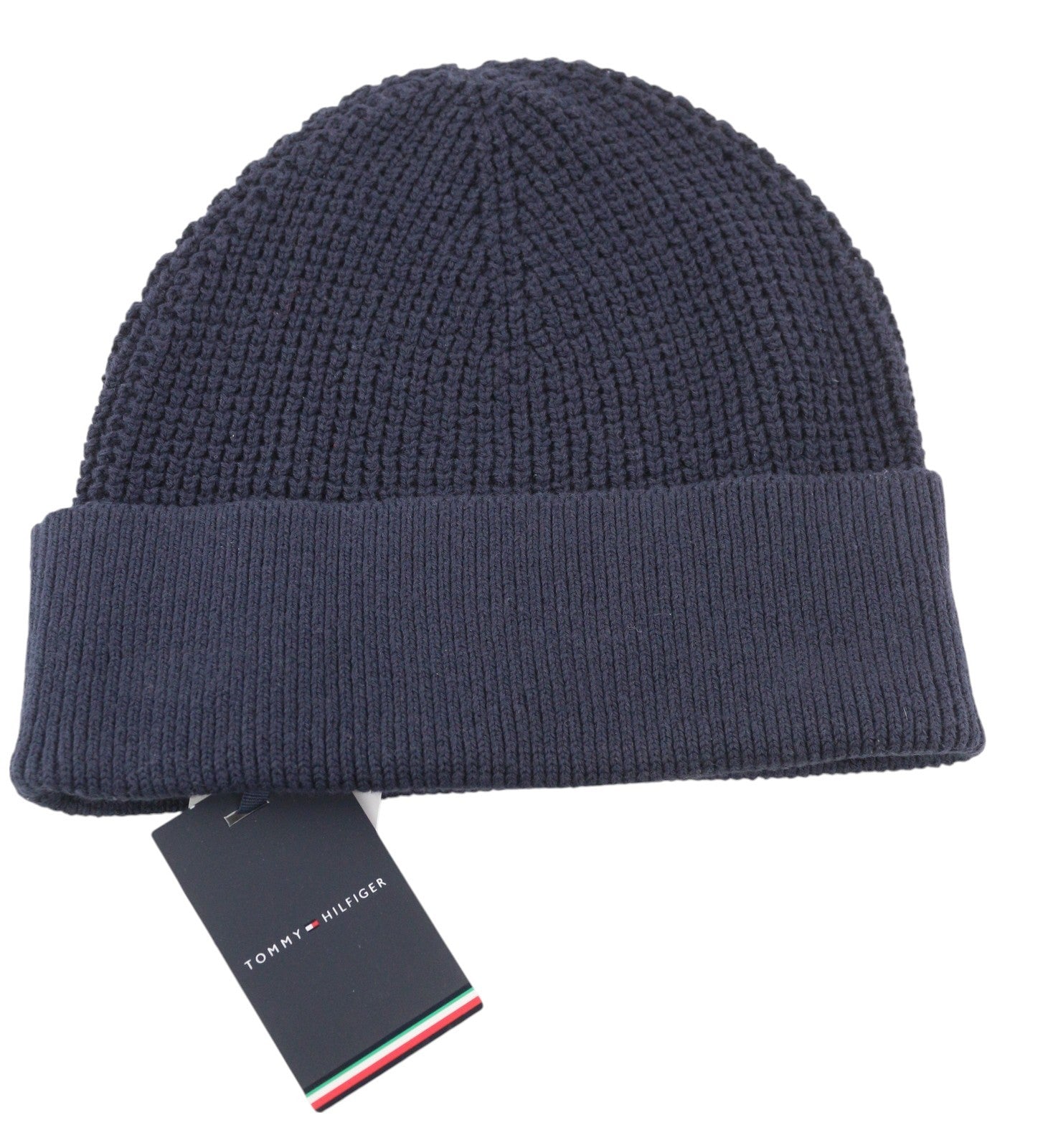 TOMMY HILFIGER TH Horizon Beanie vyriška kepurė OS tamsiai mėlyna medvilninė megztinė siuvinėta 